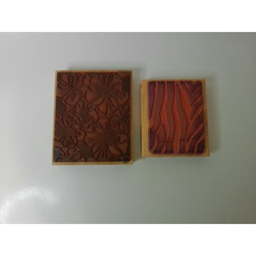 Lot Of 2 Large Wood Stamps